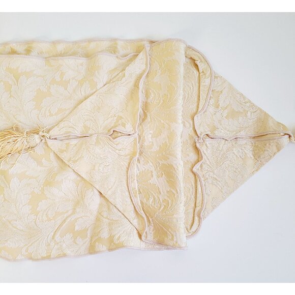 Table Runner Tassels Elegant Beige Leaf Laurel Pattern Table Scape 70"x12.5" - Picture 6 of 6